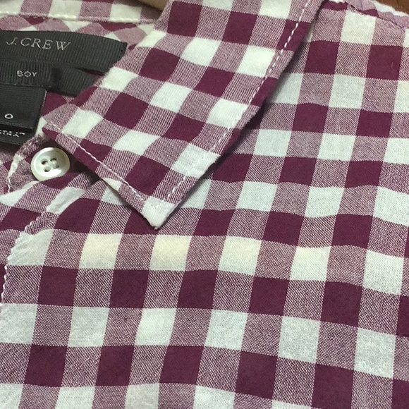 J.Crew Classic-Fit Boy LS Shirt in Crinkle Burgundy Gingham Size 0. Style C6086. - Picture 8 of 10